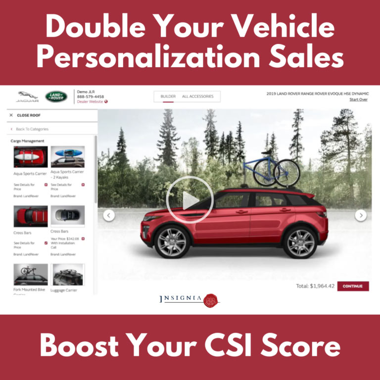 Insignia still of video talking about doubling vehicle personalization and boosting csi scores