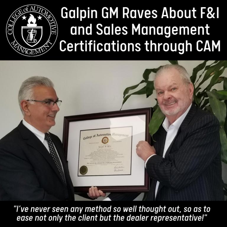 Image of Joe Allis, GM of Galpin Ford, who raved about CAMS's Certification programs