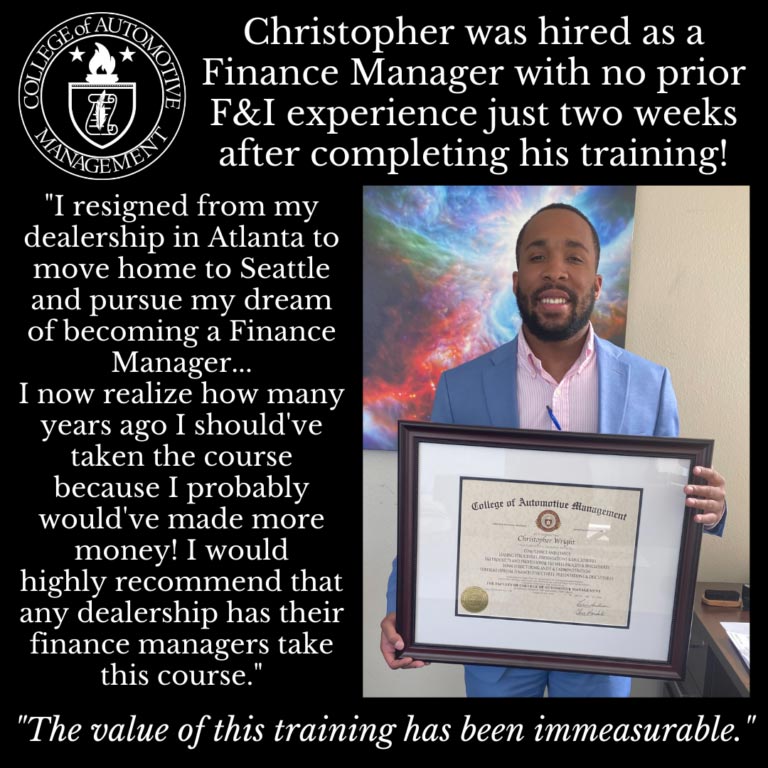 Finance Manager Training Graduate Christopher Wright with his diploma