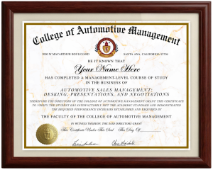 College of Automotive Management F&I diploma