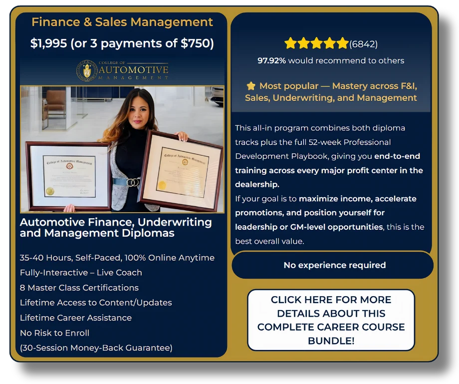 CAM COMPLETE AUTOMOTIVE, SALES, FINANCE, MANAGEMENT CAREER BUNDLE SCHOLARSHIPS