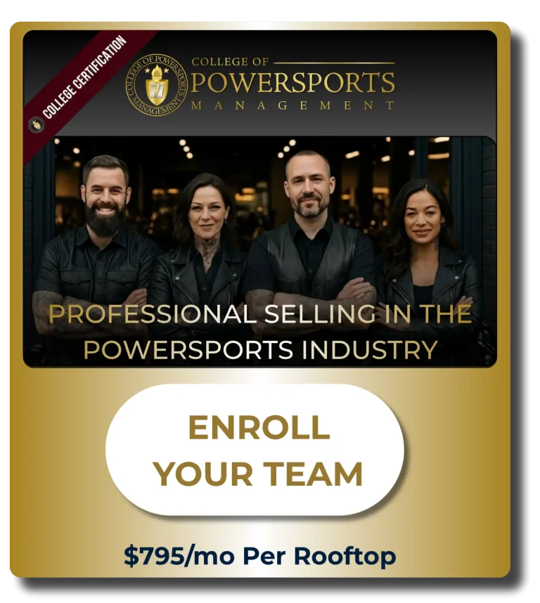 enroll your powersports team into college of powersports management