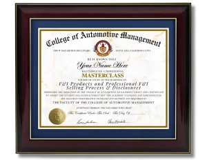 F&I PRODUCTS AND PROFESSIONAL F&I SELLING PROCESS AND DISCLOSURES CAM Certificates of Completion