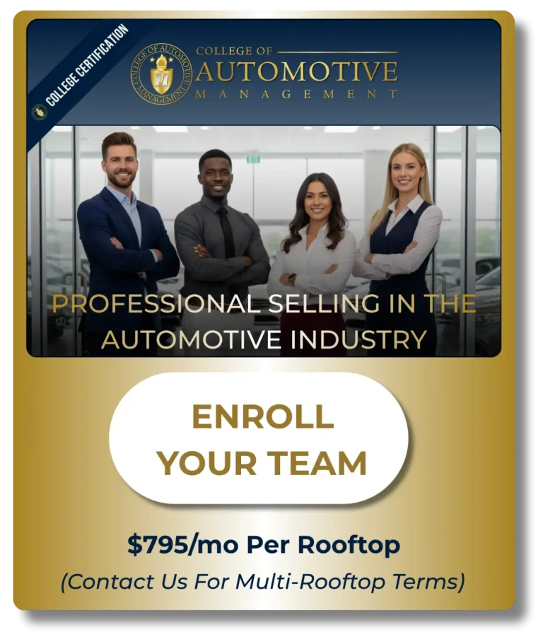 dealer sales training CAM